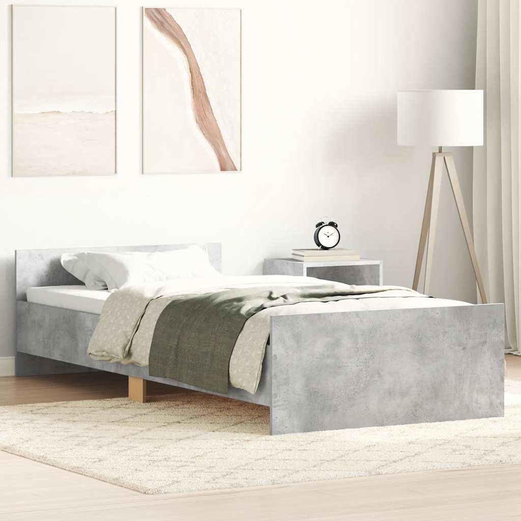 Estrutura de cama 90x200 cm derivados de madeira cinza sonoma