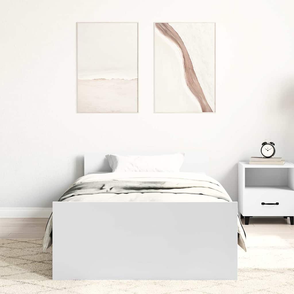 Estrutura de cama 100x200 cm derivados de madeira branco