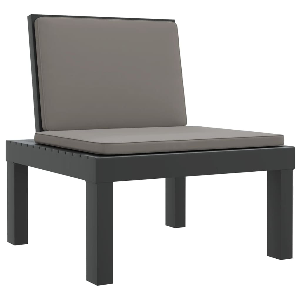 3 pcs conjunto lounge de jardim com almofadões PP antracite