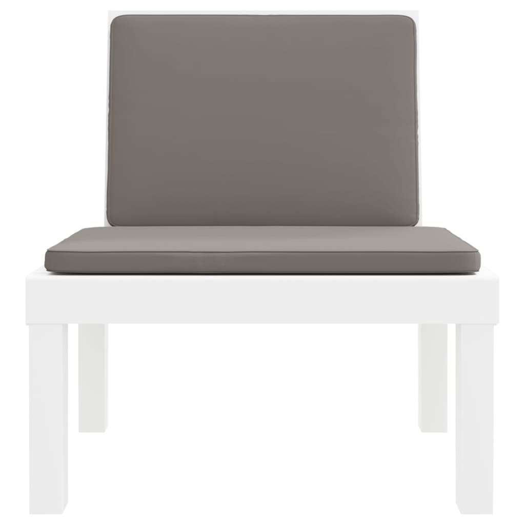 3 pcs conjunto lounge de jardim com almofadões PP branco