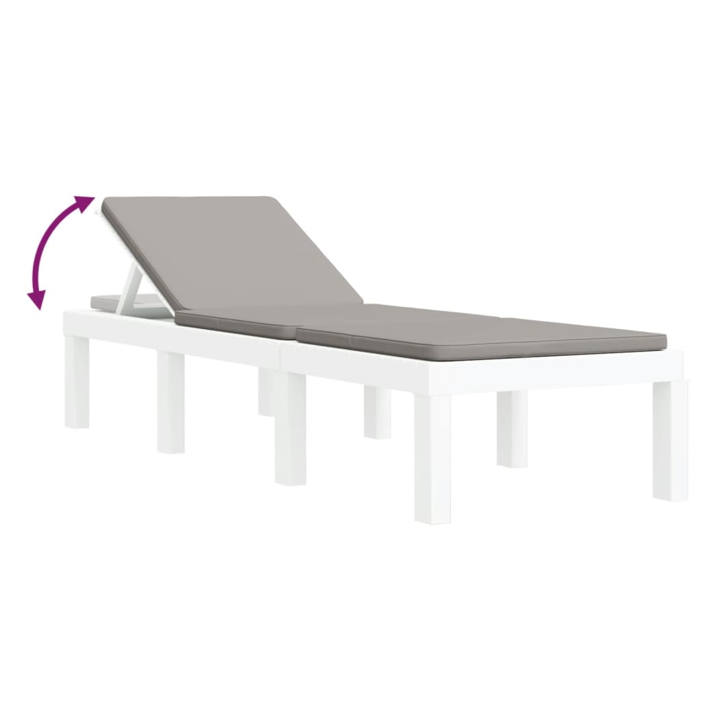 3 pcs conjunto lounge de jardim com almofadões PP branco