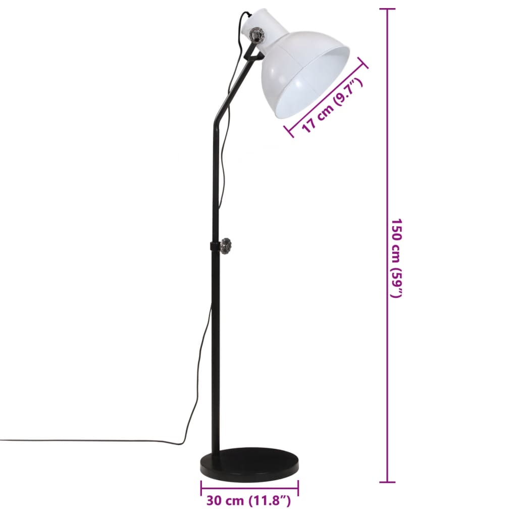 Candeeiro de pé 25 W 30x30x90-150 cm E27 branco