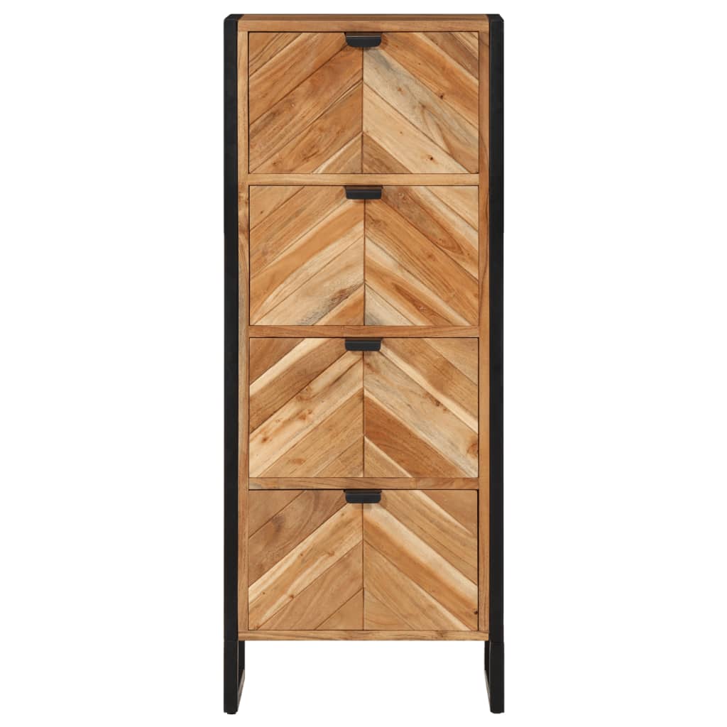 Armário de casa de banho 40x30x100 cm acácia maciça e ferro