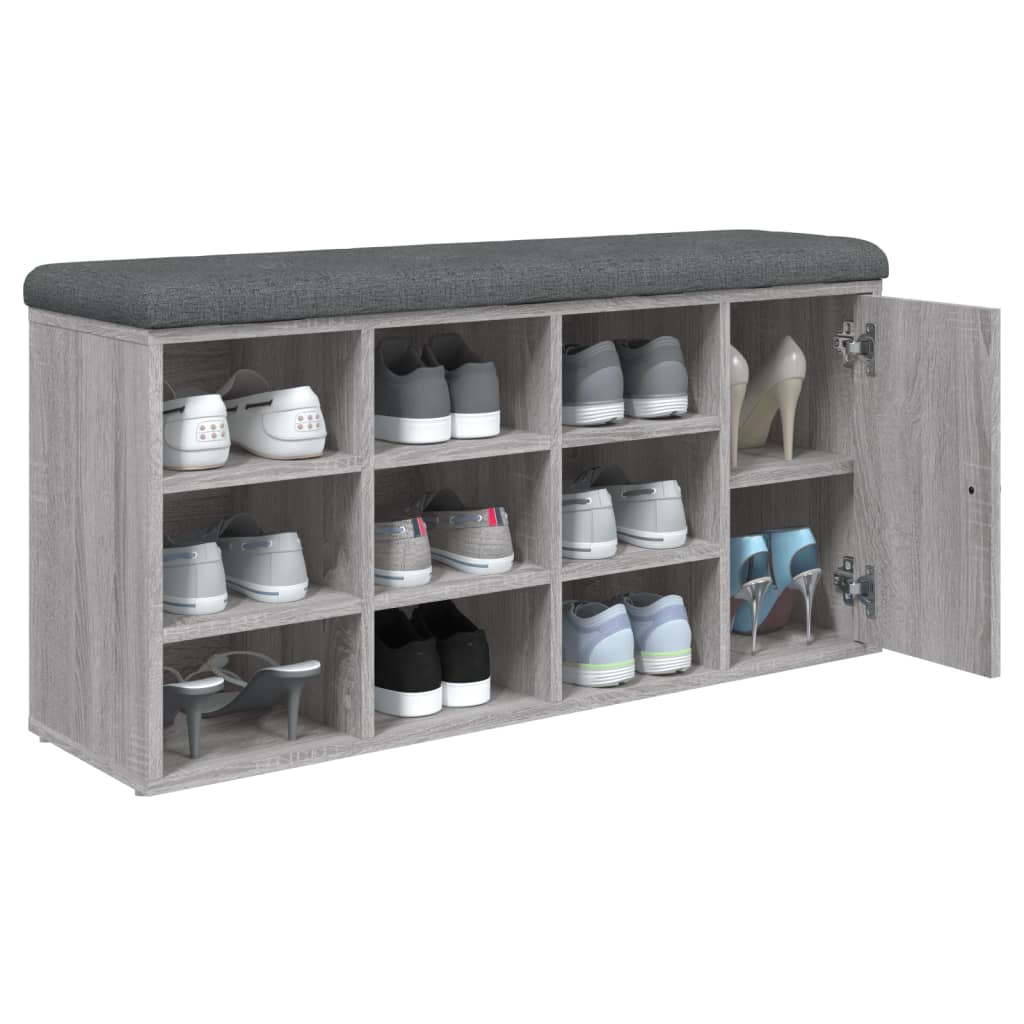 Banco sapateira 102x32x50 cm derivados madeira cinzento sonoma