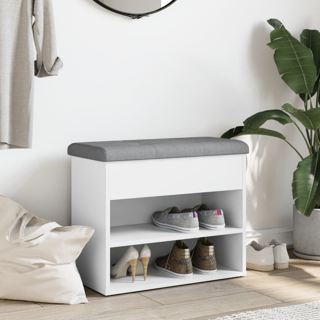 Banco para sapatos branco 62x32x50 cm madeira projetada