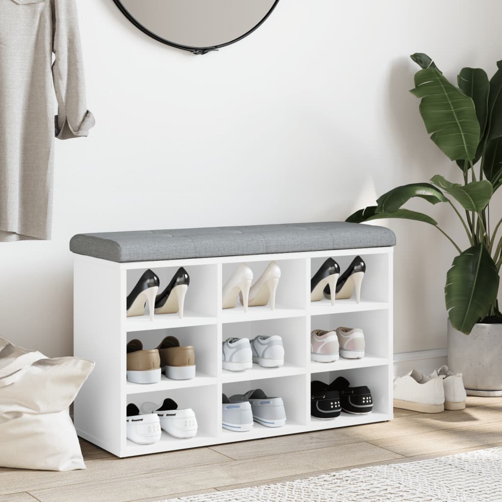 Banco para sapatos branco 82x32x50 cm madeira projetada