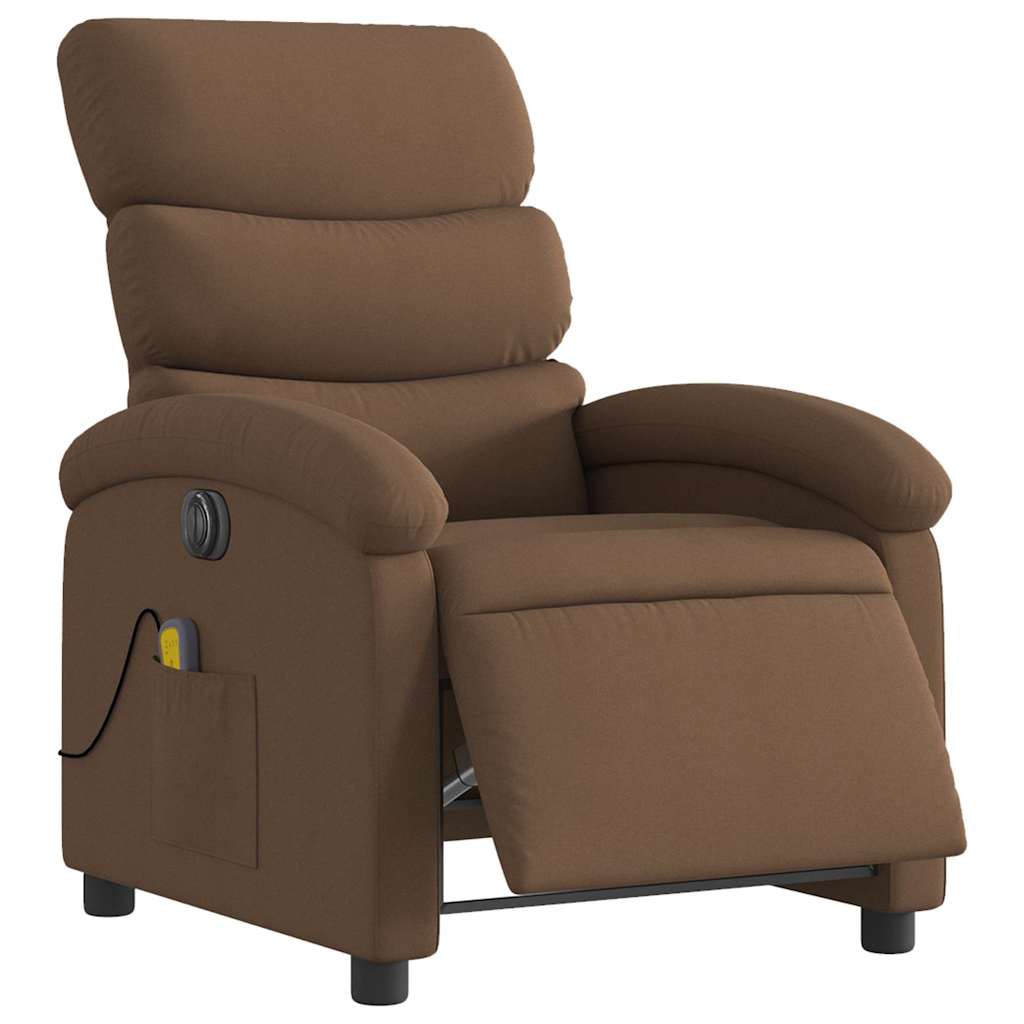 Poltrona de massagens reclinável elétrica tecido castanho