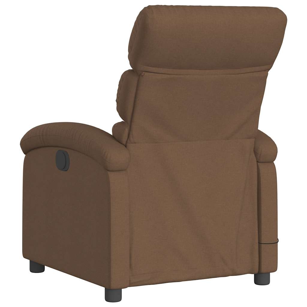 Poltrona de massagens reclinável elétrica tecido castanho