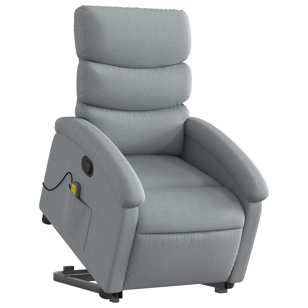 Poltrona reclinável massagens tecido cinzento-claro