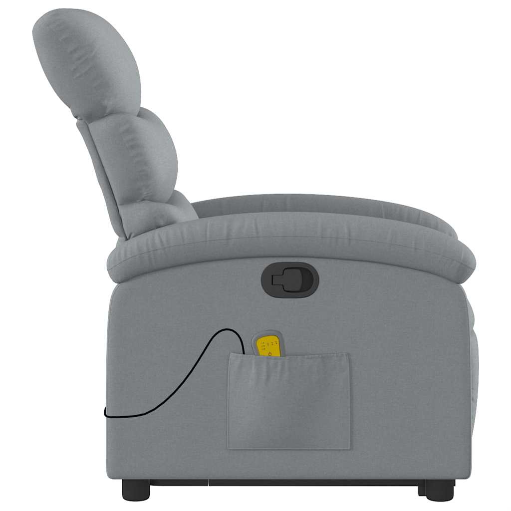 Poltrona reclinável massagens tecido cinzento-claro