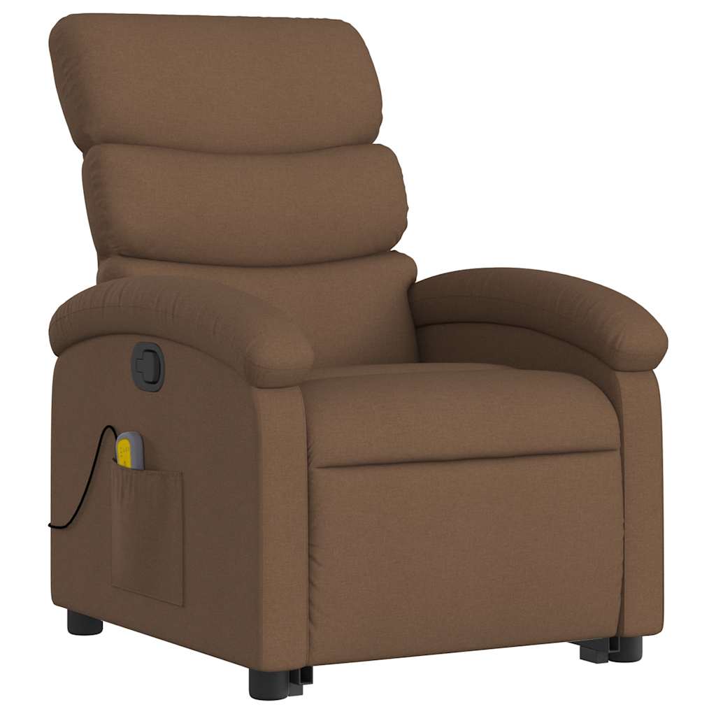 Poltrona reclinável massagens tecido castanho