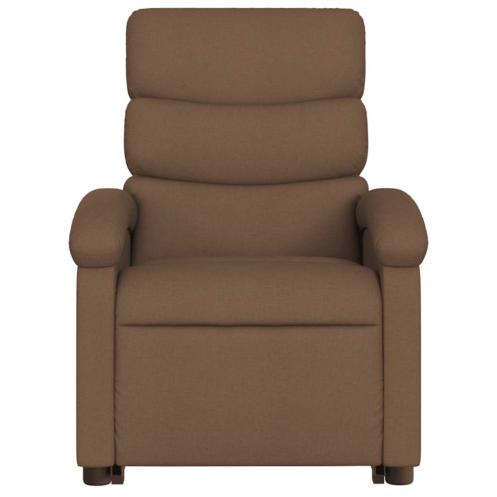 Poltrona reclinável massagens tecido castanho
