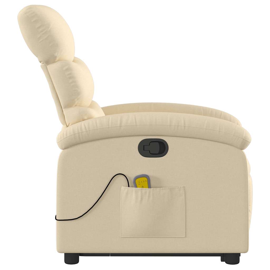 Poltrona elevatória de massagens tecido cor creme