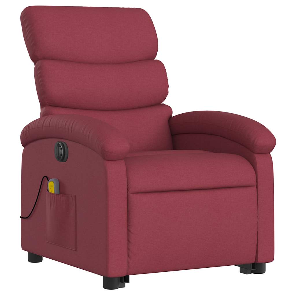 Poltrona elevatória de massagens elétrica tecido vermelho tinto