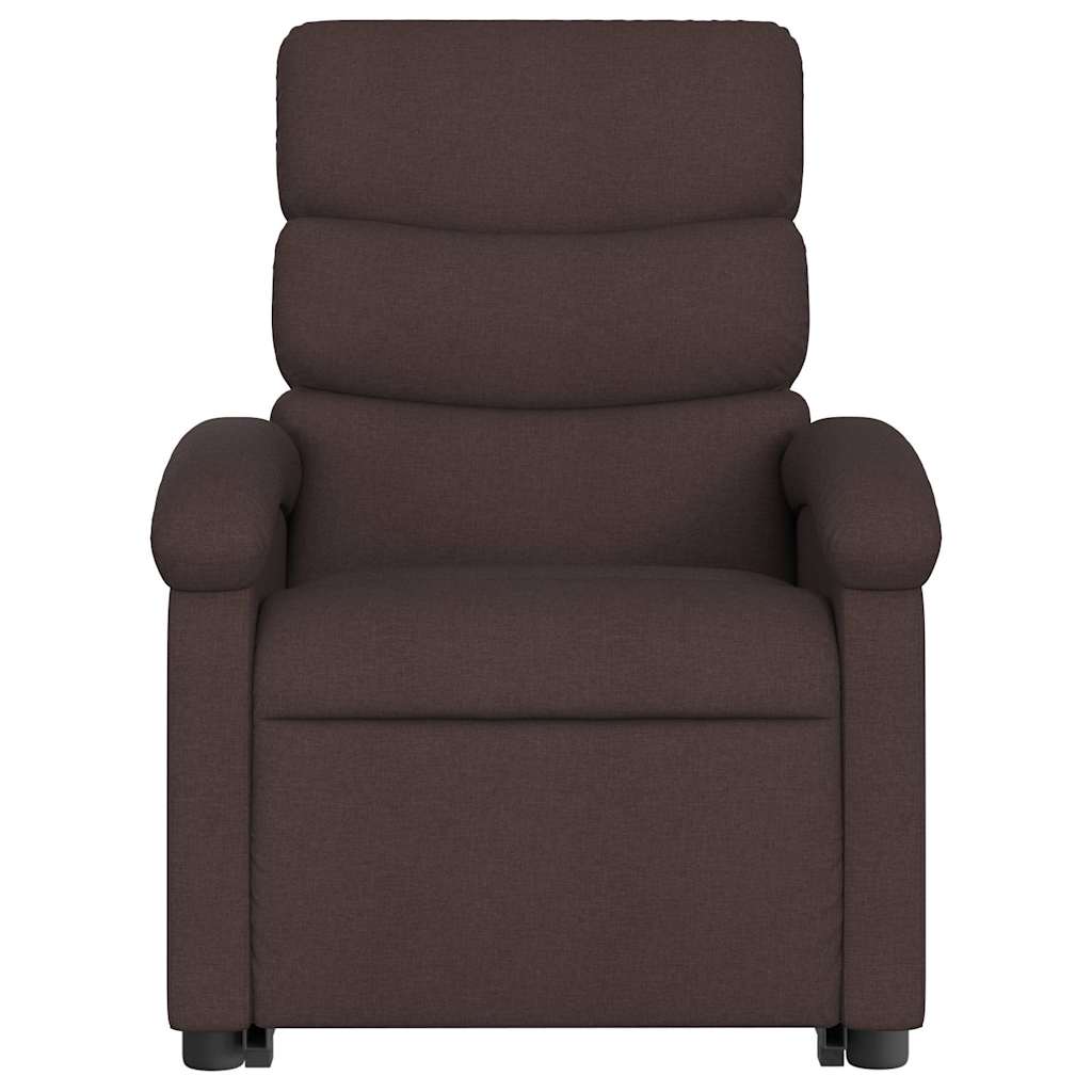 Poltrona elétrica elevatória massagens tecido castanho-escuro