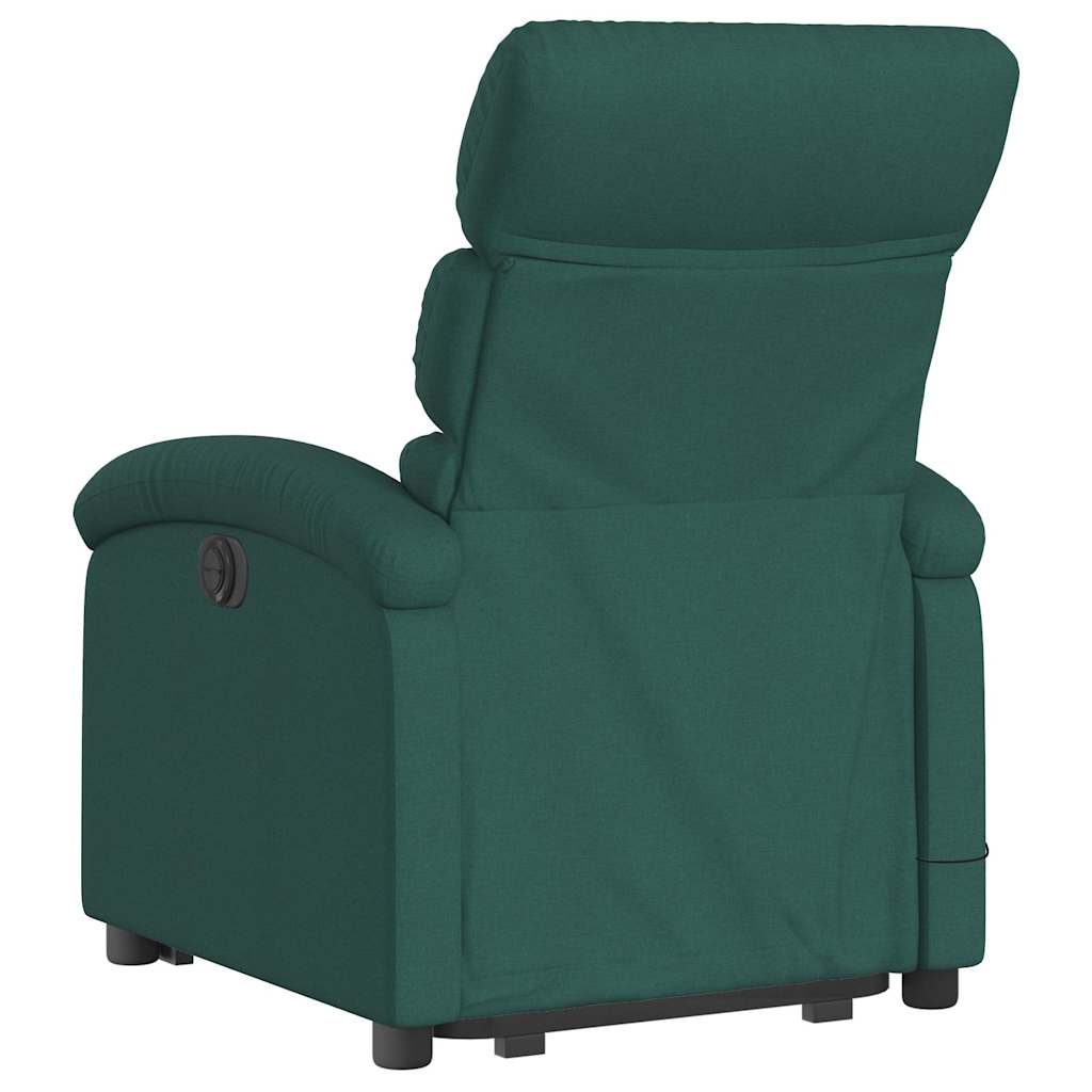 Poltrona elétrica elevatória massagens tecido verde-escuro