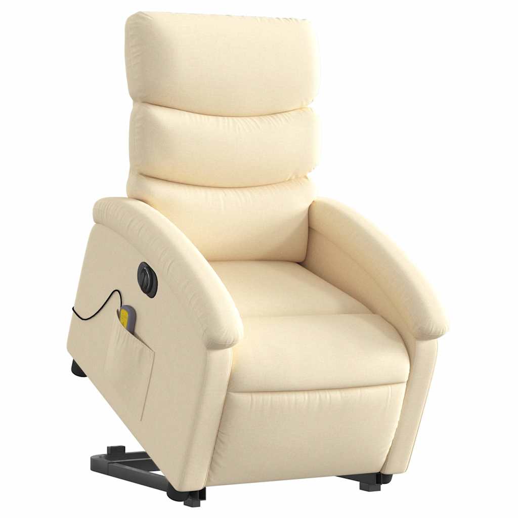 Poltrona elétrica elevatória massagens tecido creme