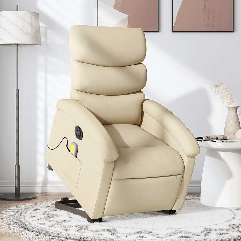 Poltrona elétrica elevatória massagens tecido creme