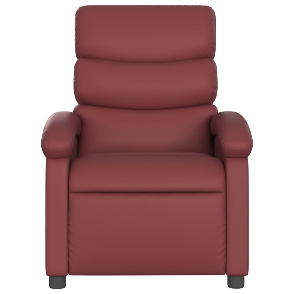 Poltrona massagens reclin. elétrica couro artif. vermelho-tinto