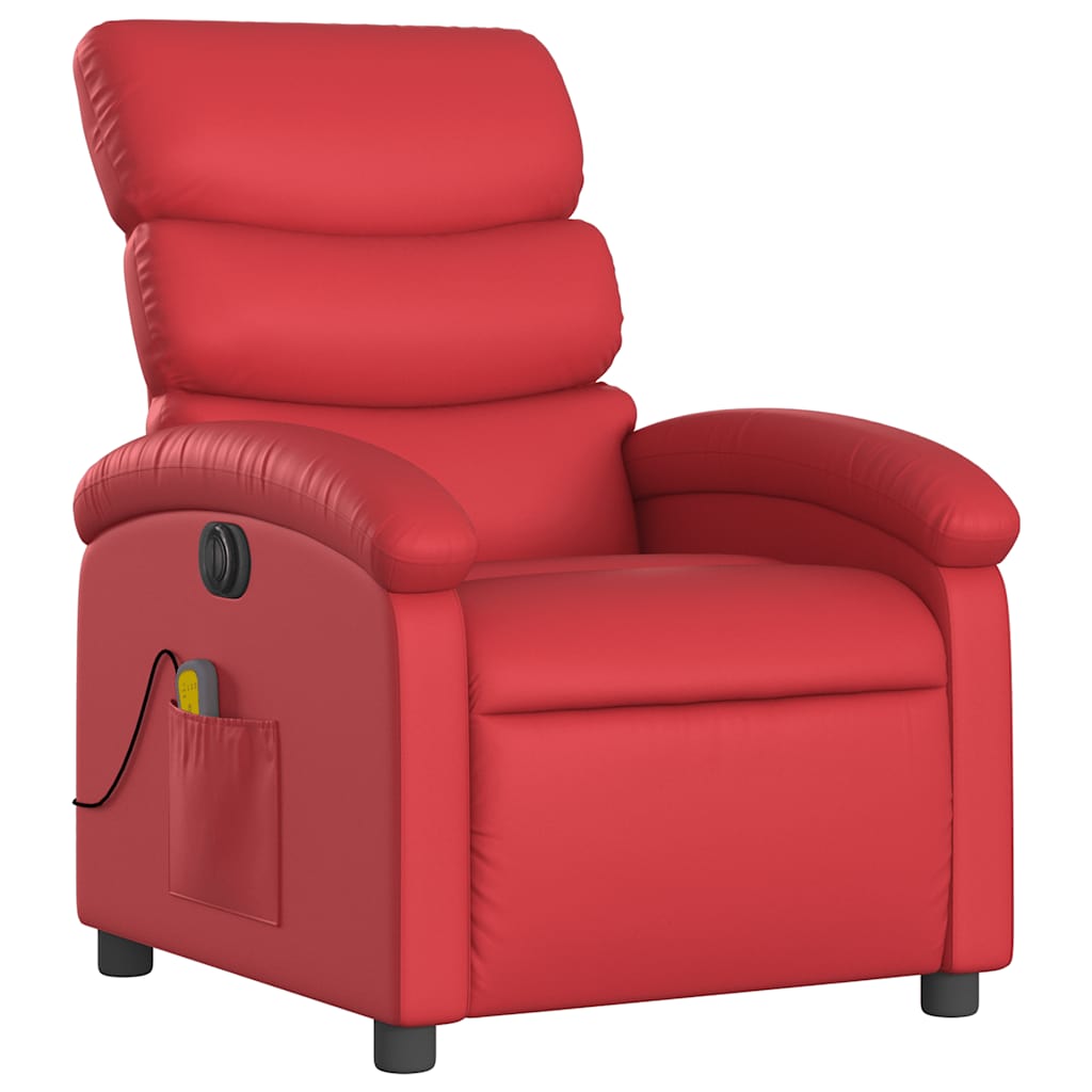 Poltrona massagens reclinável elétrica couro artif. vermelho