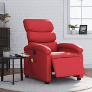 Poltrona massagens reclinável elétrica couro artif. vermelho