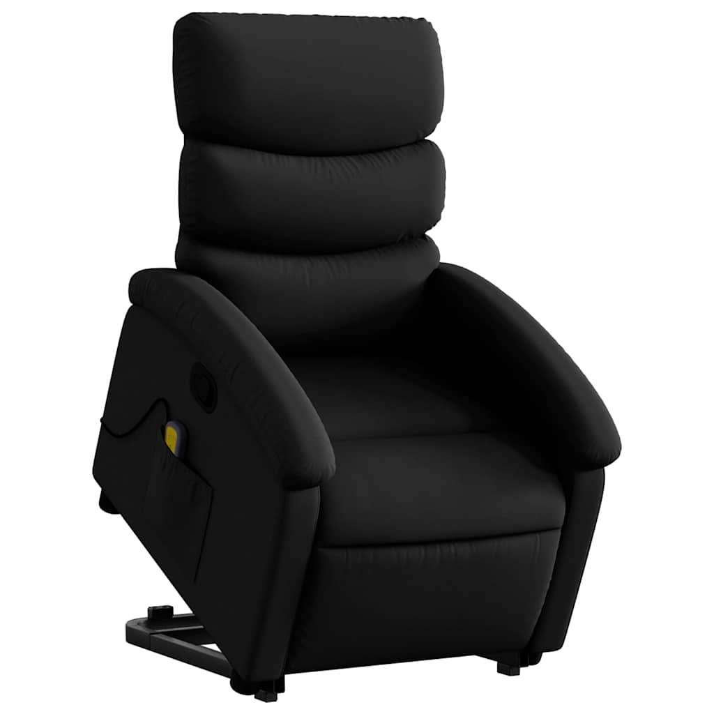 Poltrona massagens reclinável elevatória couro artificial preto
