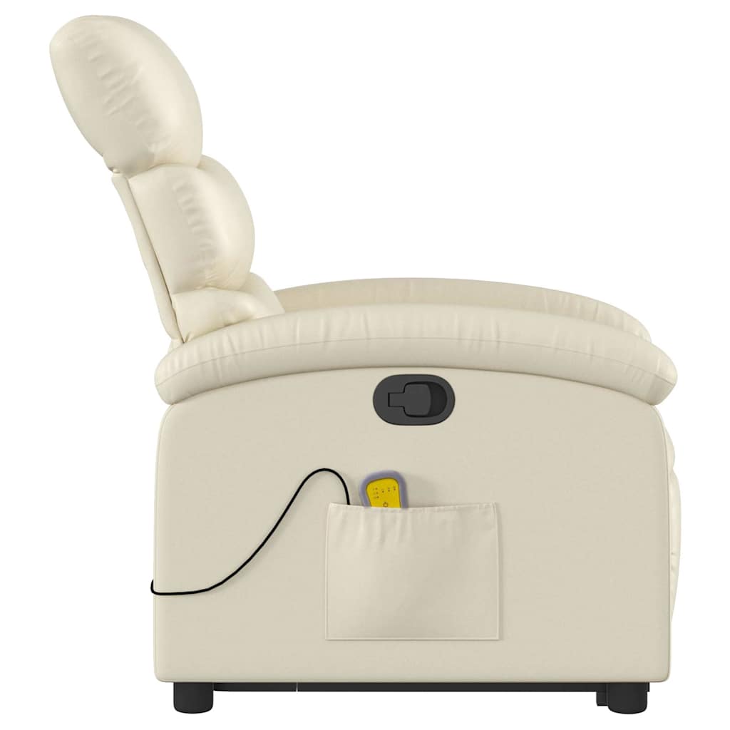 Poltrona reclinável de massagens couro artificial cor creme