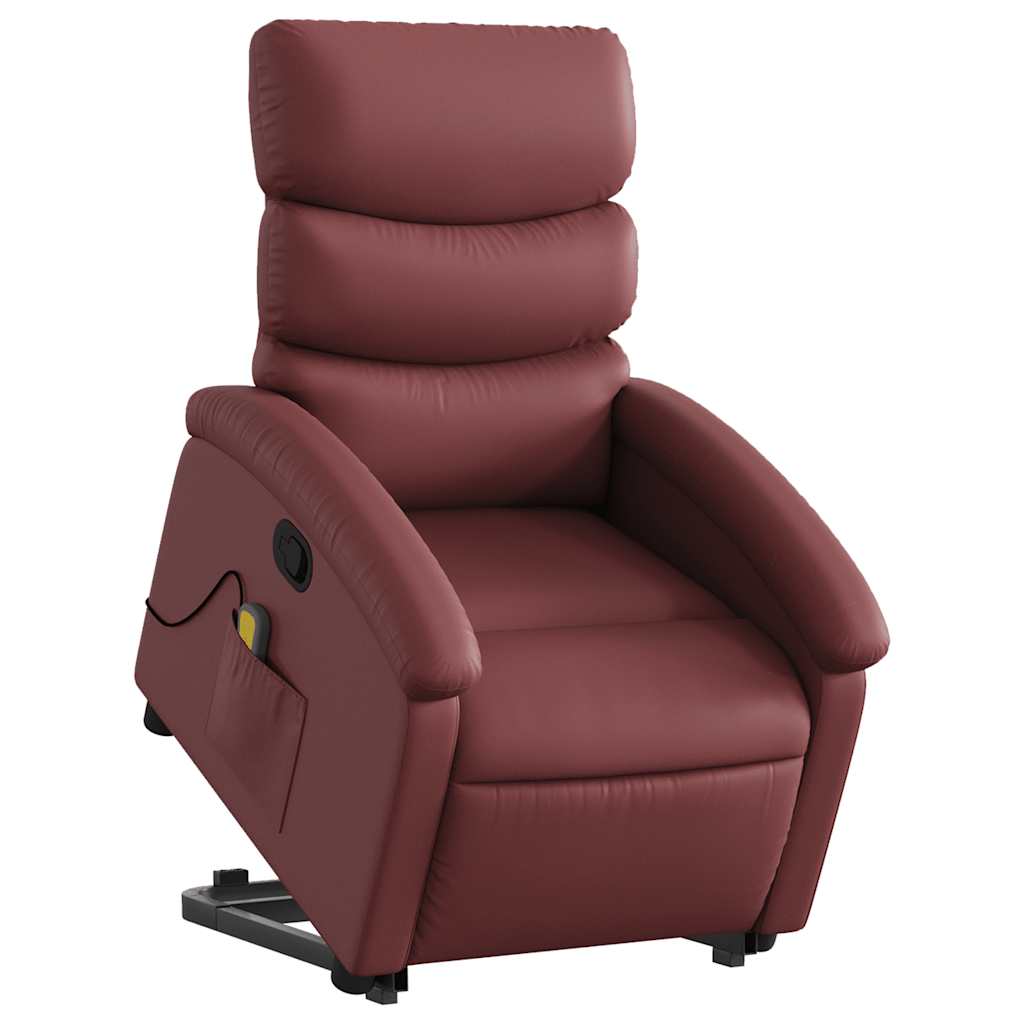 Poltrona massagens reclinável couro artificial vermelho tinto