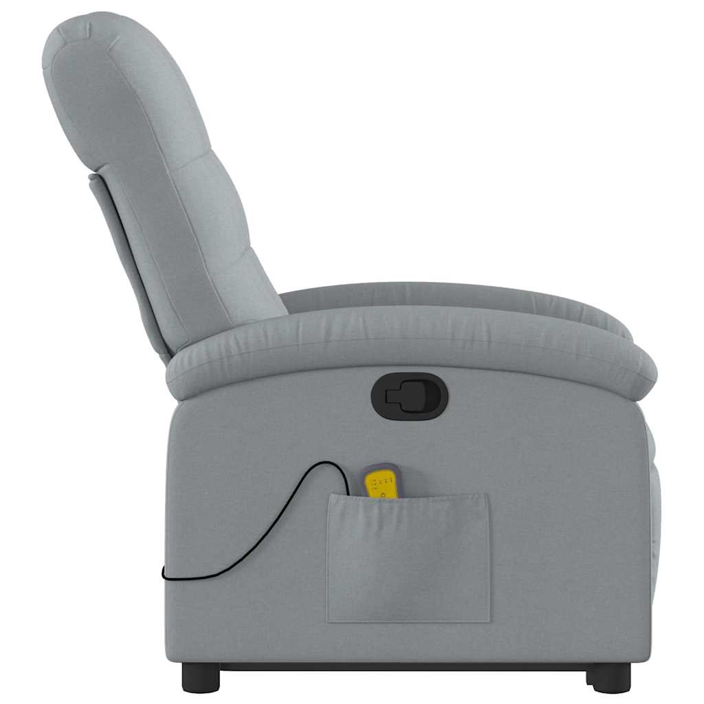Poltrona reclinável massagens tecido cinzento-claro