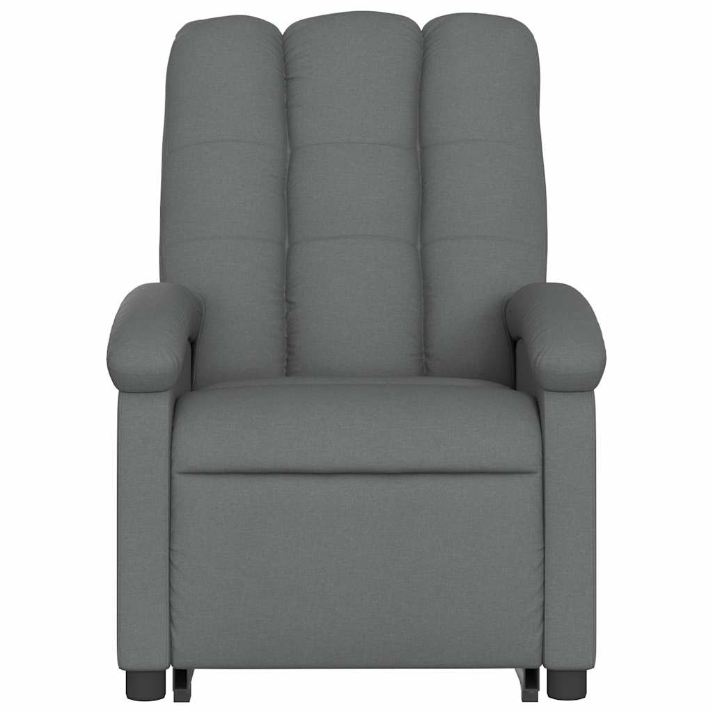Poltrona elevatória de massagens tecido cinzento-escuro