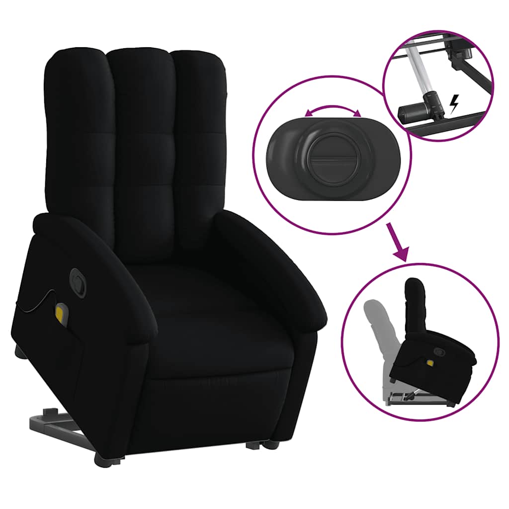 Poltrona de massagens reclinável elevatória tecido preto
