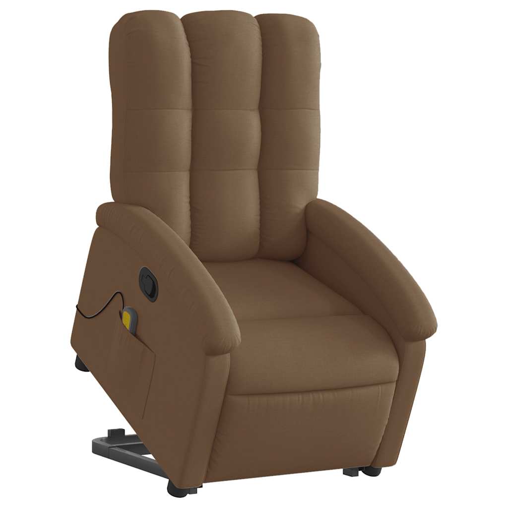Poltrona reclinável massagens tecido castanho