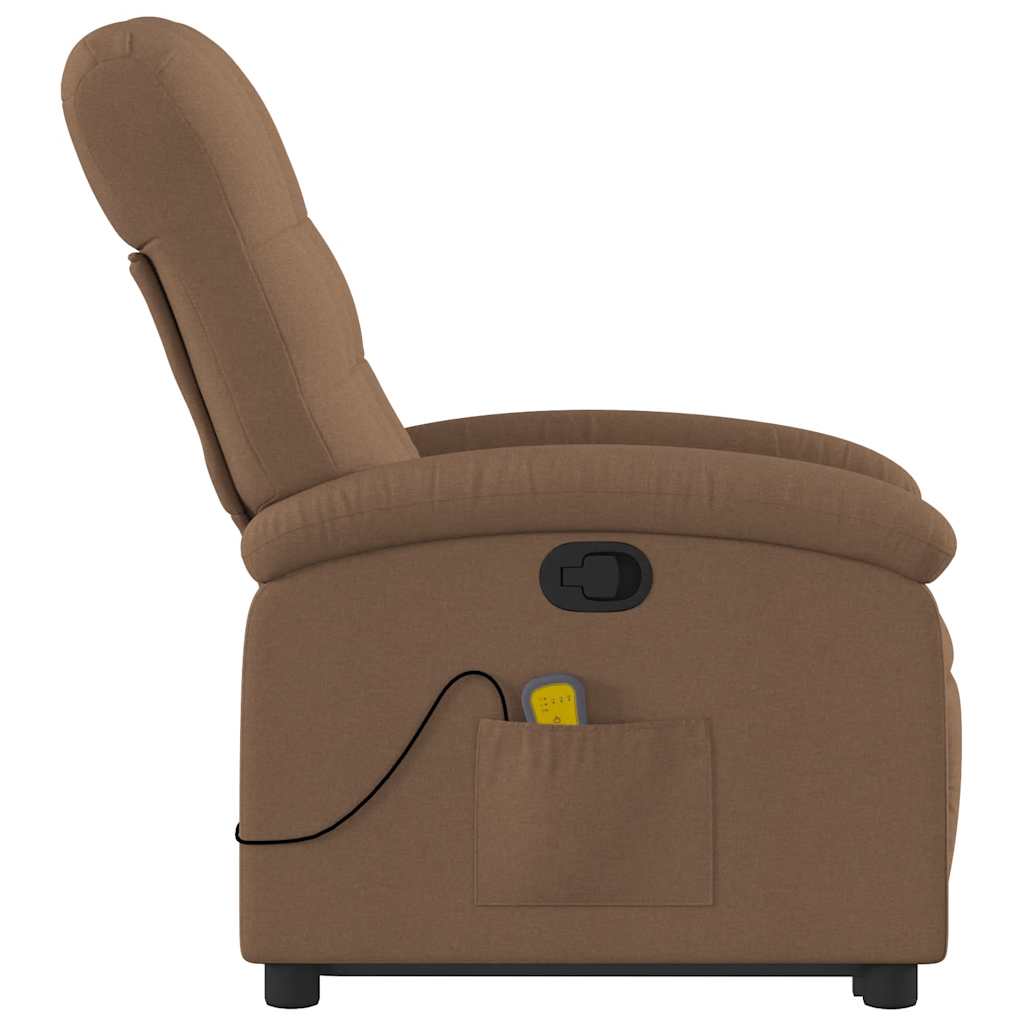 Poltrona reclinável massagens tecido castanho