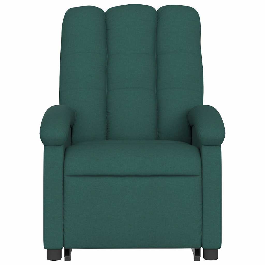 Poltrona reclinável elevatória de massagens tecido verde-escuro