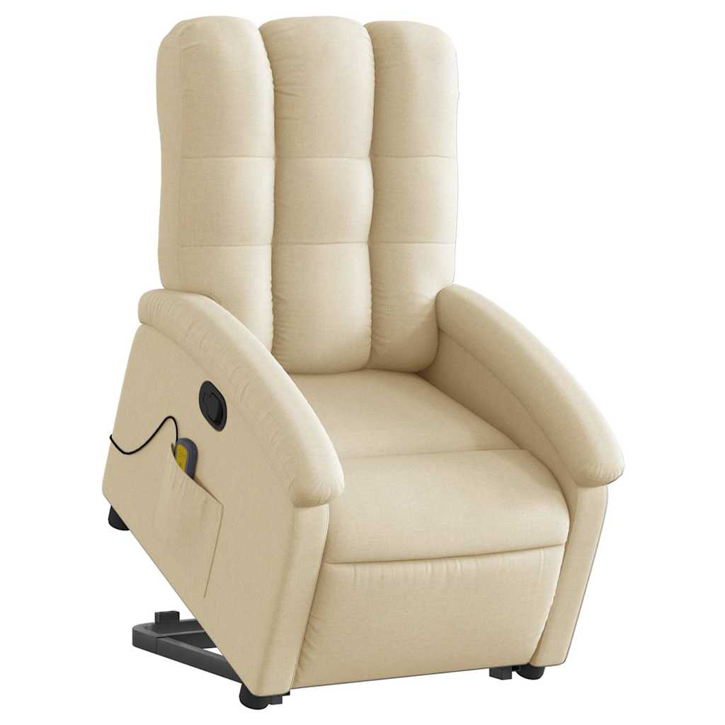 Poltrona elevatória de massagens tecido cor creme