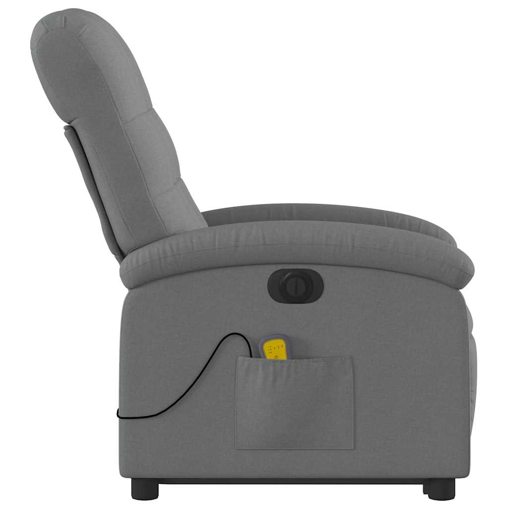 Poltrona elétrica elevatória massagens tecido cinzento-escuro