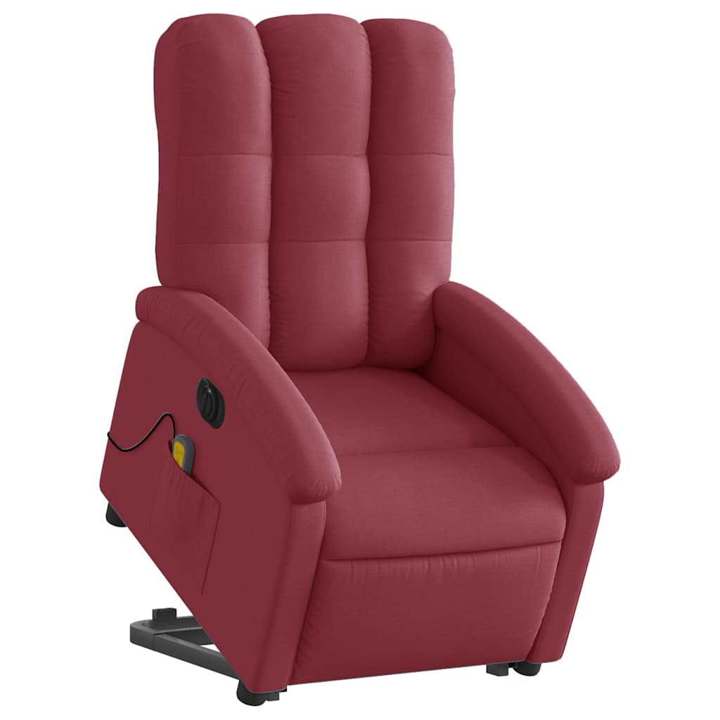 Poltrona elevatória de massagens elétrica tecido vermelho tinto