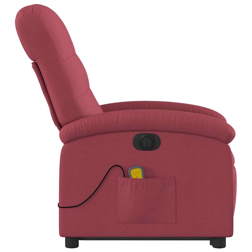 Poltrona elevatória de massagens elétrica tecido vermelho tinto
