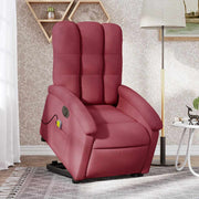 Poltrona elevatória de massagens elétrica tecido vermelho tinto