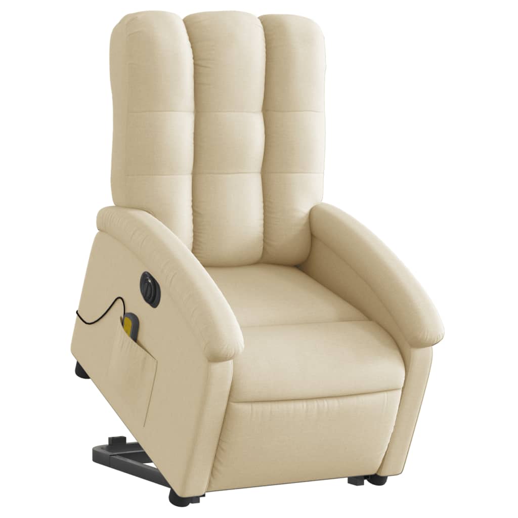 Poltrona elétrica elevatória massagens tecido creme