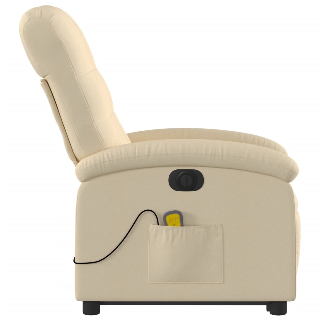 Poltrona elétrica elevatória massagens tecido creme