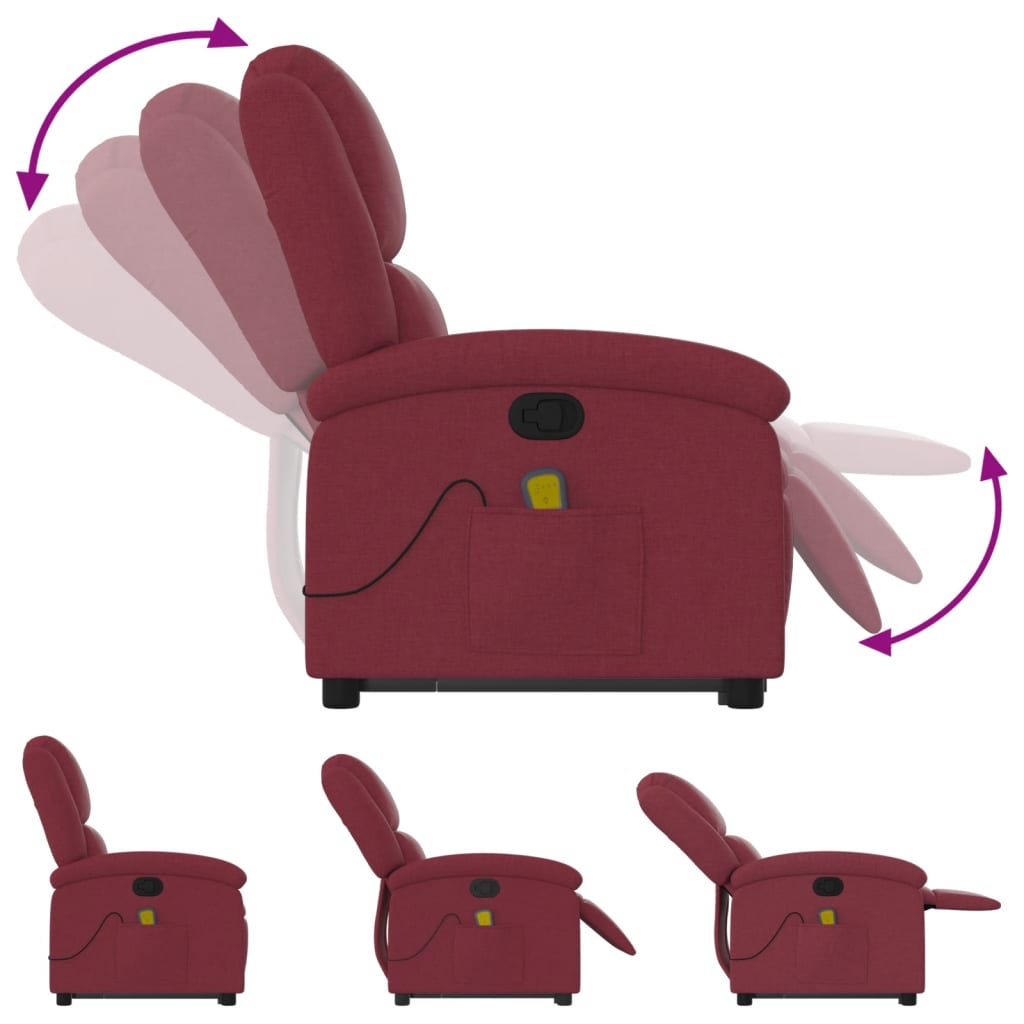 Poltrona de massagens reclin. elevatória tecido vermelho tinto