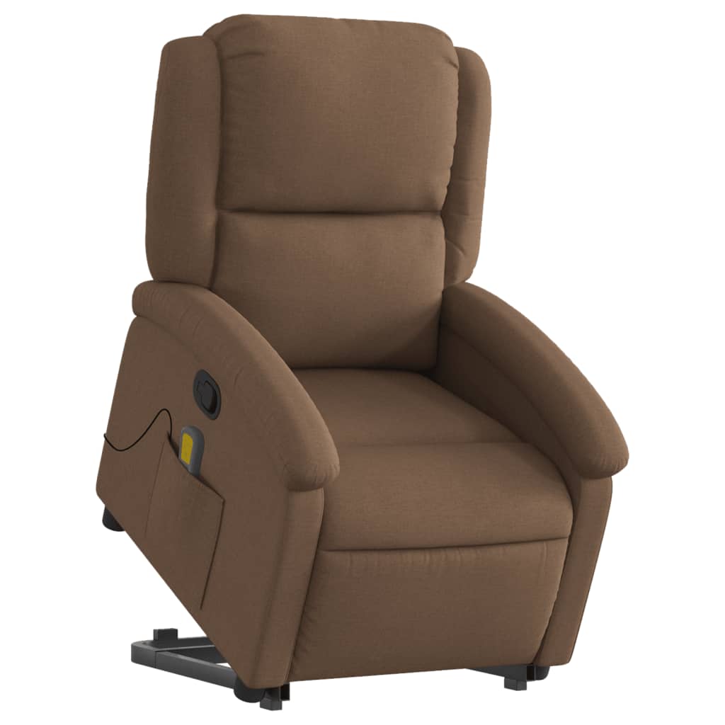 Poltrona reclinável massagens tecido castanho