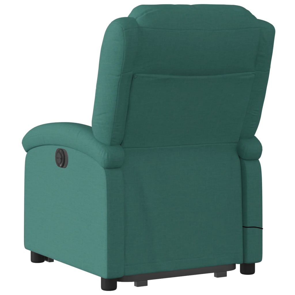 Poltrona reclinável elevatória de massagens tecido verde-escuro