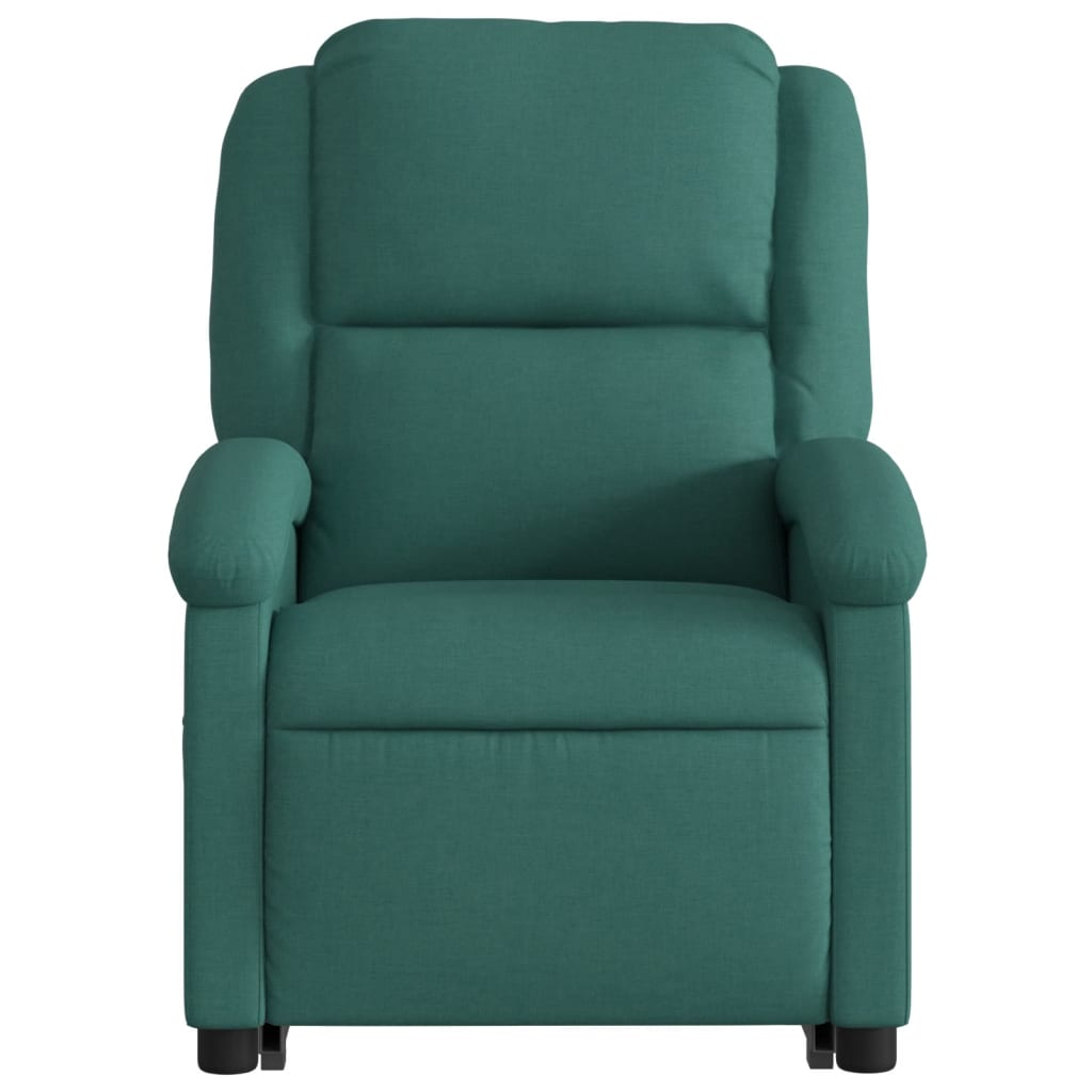 Poltrona reclinável elevatória de massagens tecido verde-escuro