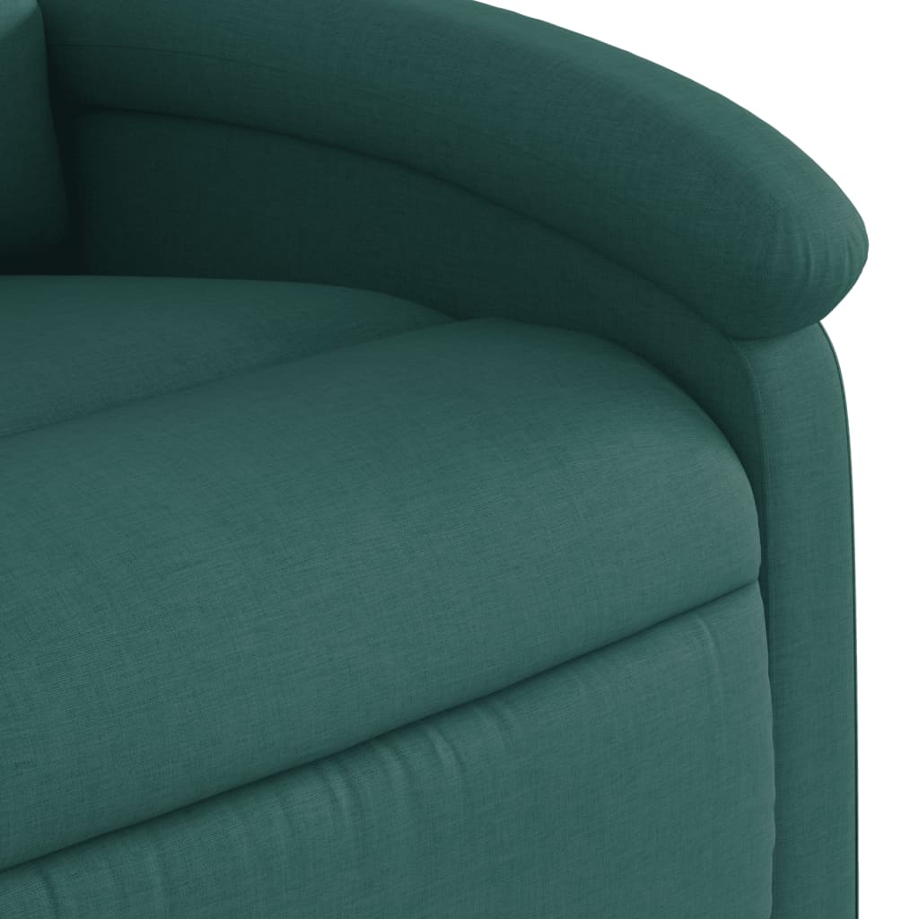 Poltrona reclinável elevatória de massagens tecido verde-escuro