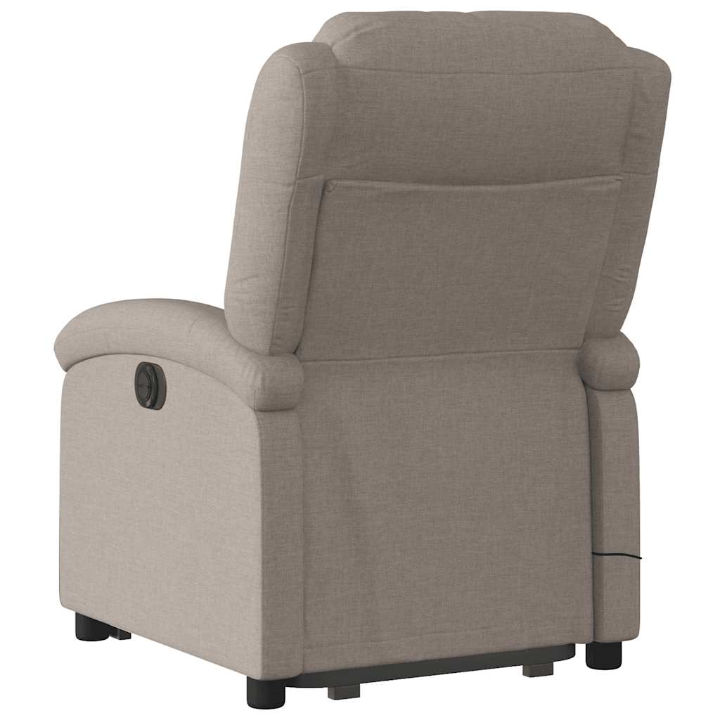 Poltrona elevatória de massagens tecido cinzento-acastanhado