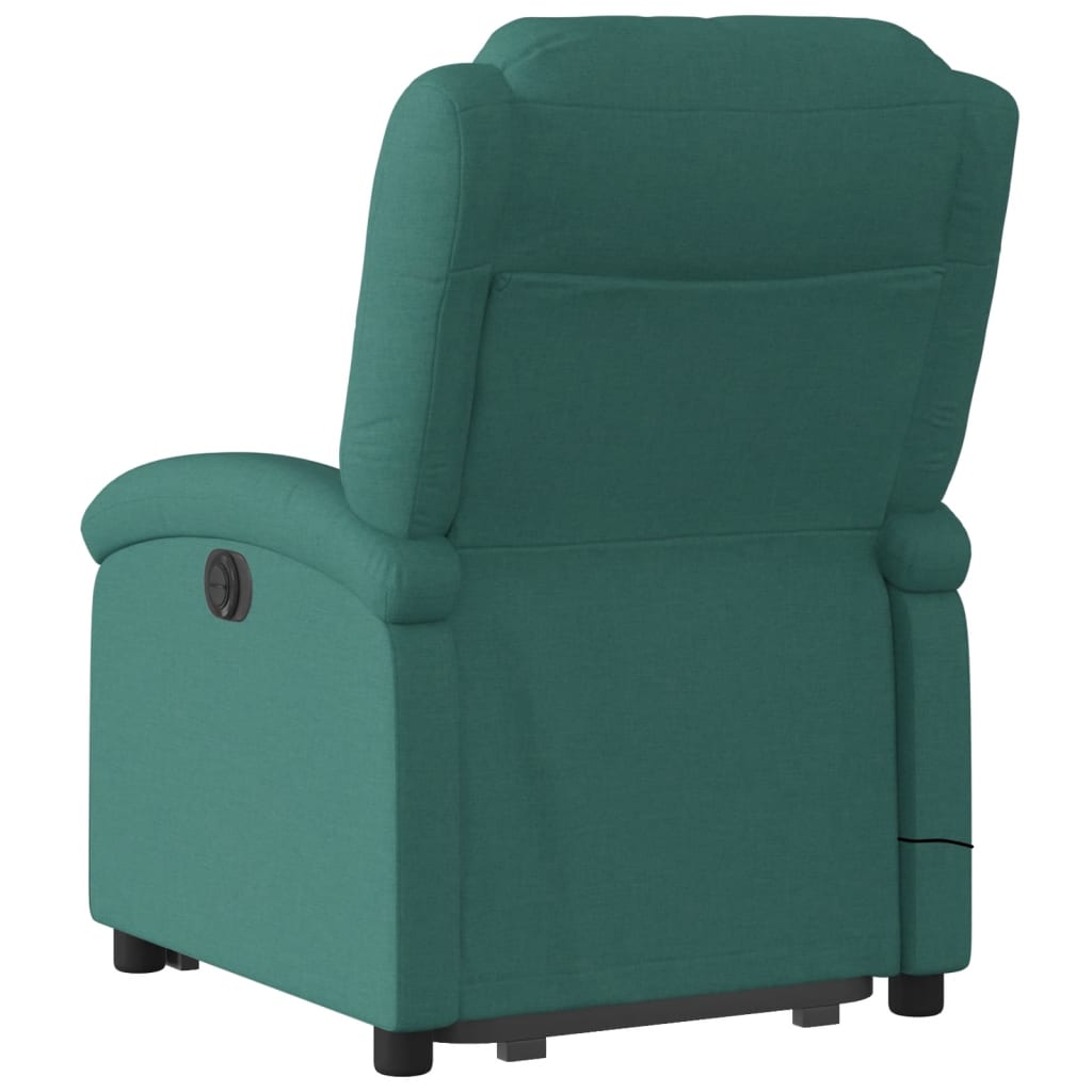 Poltrona elétrica elevatória massagens tecido verde-escuro