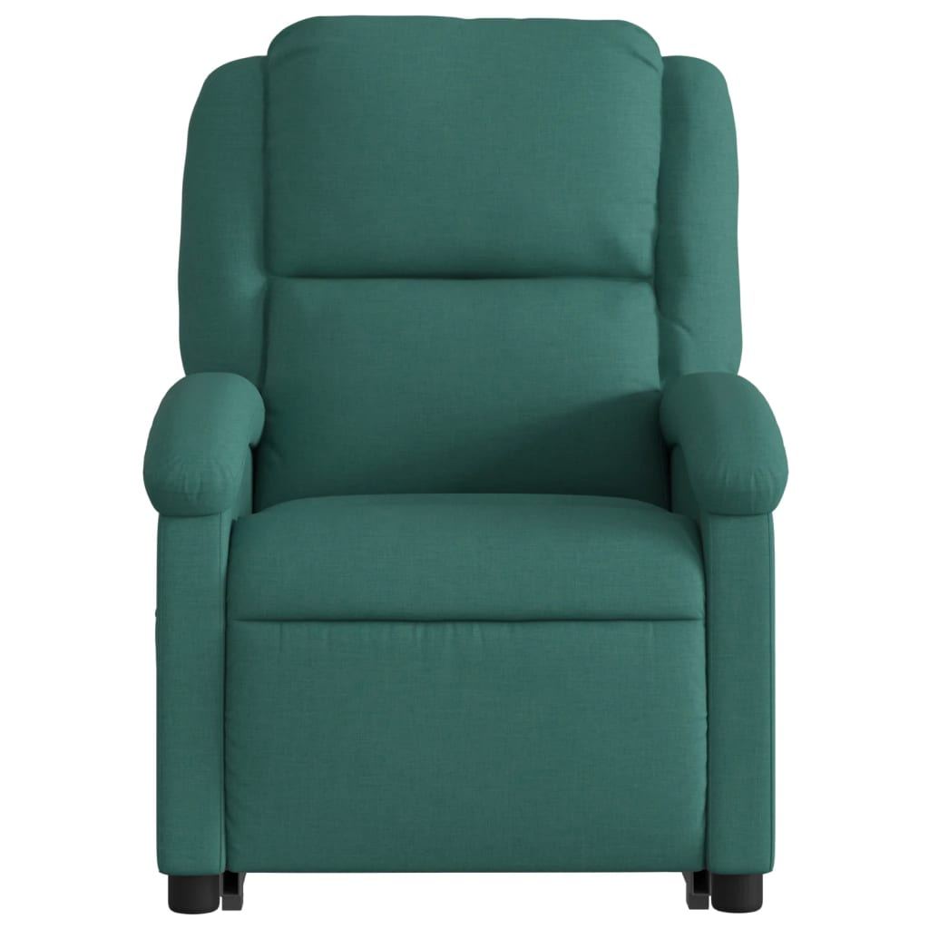 Poltrona elétrica elevatória massagens tecido verde-escuro