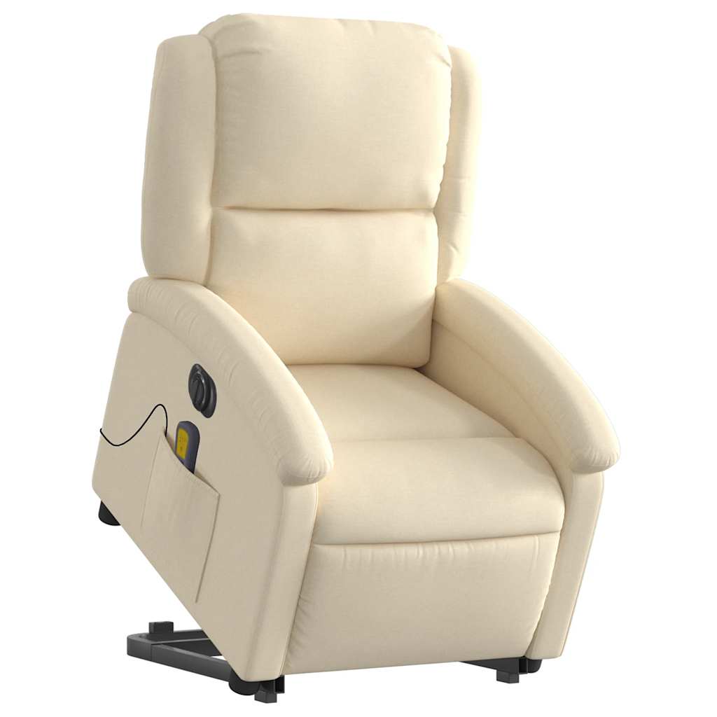 Poltrona elétrica elevatória massagens tecido creme